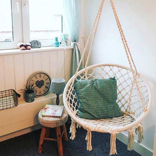 Nordic Style Round Hammock Safety Hanging Hammock Chair Swing Rope Outdoor Indoor Hanging Chair Garden Seat For Child Adult